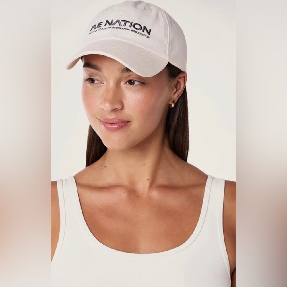 NWT ๐ P.E. Nation Women Homage Baseball Cap Hat Blush Beige Cotton